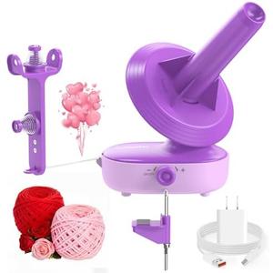 Caydo A1 Max Electric Yarn Winder, 10oz Large Automatic Ball Winder for Crocheting, Dual-Spring Strong Tension Stepless Speed Yarn Cake Spinner Organizer, Ideal Present for Crochet Lovers(Purple)