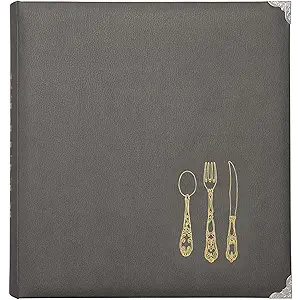 C.R. Gibson Gray Leatherette Lined Recipe Notebook, 11'' x 12''