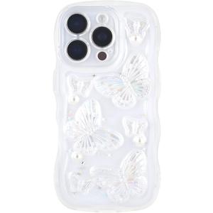 Compatible with iPhone 16 Pro,3D Butterfly Design Cute Kawaii Bling Frame Shape Soft Silicone Shockproof Protective Phone Cover for Women Girls Clear