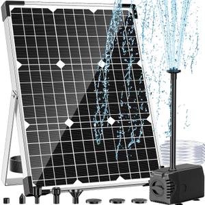 POPOSOAP Solar Fountain Pump, 45W Solar Pond Pump Kit with 340GPH Flow Rate Adjustable, PVC Tubing Solar Powered Water Pump for Outdoor Fountains, Garden, Ponds, Pools, Fish Tank, Backyard P145H