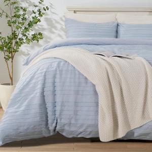 NEXHOME PRO Duvet Cover King Size, Blue 3 Pieces Boho Tufted Duvet Cover Set, Soft and Lightweight Microfiber Comforter Cover Set for All Season (Blue King, 104 x 90)-No Comforter