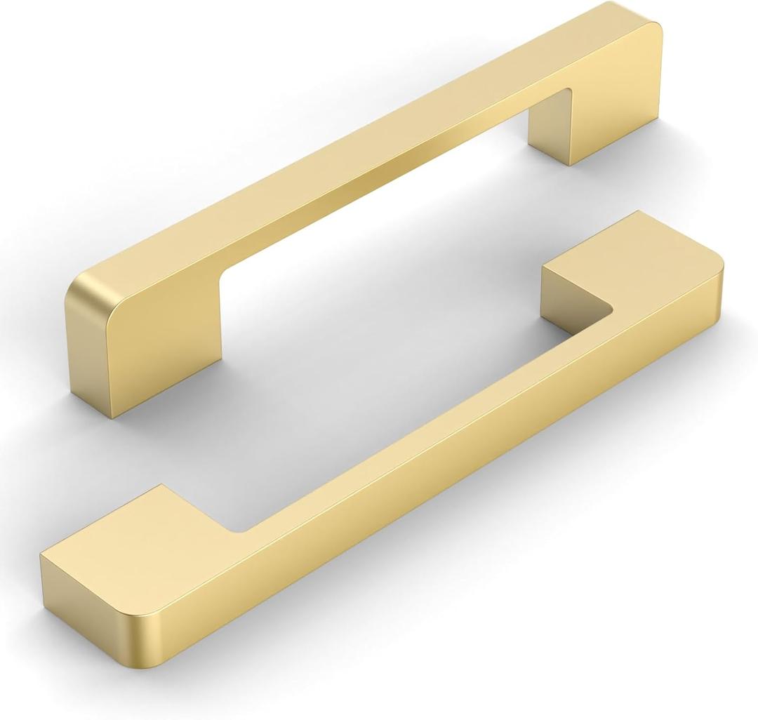 10 Pack 5 Inch(128mm) Kitchen Cabinet Handles Brushed Gold Cabinet Pulls Kitchen Cabinet Hardware Drawer Pulls for Cupboard Wardrobe