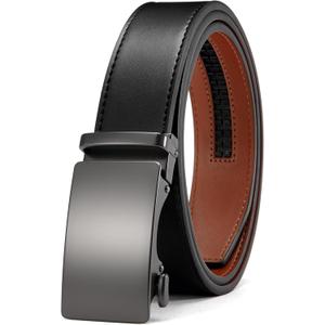 CHAOREN Mens Belt - Mens Ratchet Belt Leather 1 3/8" for Dress Pant - Micro Adjustable Belt Fit Everywhere (36" to 42" Waist Adjustable, Classic Gun Black)