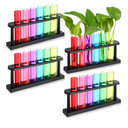 Kingdder 24 Pcs Plastic Test Tubes with Rack for Plant Propagation Station, 1.5 oz Shot Glasses Holder for Science Parties, Pouring and Storing Liquids, Hydroponic Plants Cutting Vase for Office Home