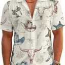 Funny Hawaiian Shirts for Men Retro Button Down Short Sleeve Summer Beach Aloha Shirts Holiday Theme Party Shirt (Large, Cowboy)