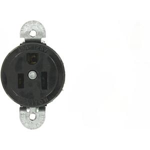 Leviton 15 Amp, 125 Volt, Short Strap Single Receptacle, Straight Blade, Heavy Duty Spec Grade, Grounding, 5258-SS, Black