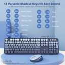 Nowlike Wireless Keyboard and Mouse Combo, Retro Typewriter Keyboard with Round Keycaps, Full-Size Ergonomic, Blue, Ideal for Windows PC, Home, Office, and College, Wireless Keyboard Mouse Combo