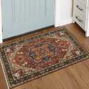 Moynesa Ultra-Thin Washable Area Rug - 2x3 Small Kitchen Rug for Entryway Mat, Oriental Non-Slip Non-Shedding Indoor Floor Carpet for Bathroom Sink Bedroom Living Room Coffee Table Hardwood Floors (Brown/Multi)
