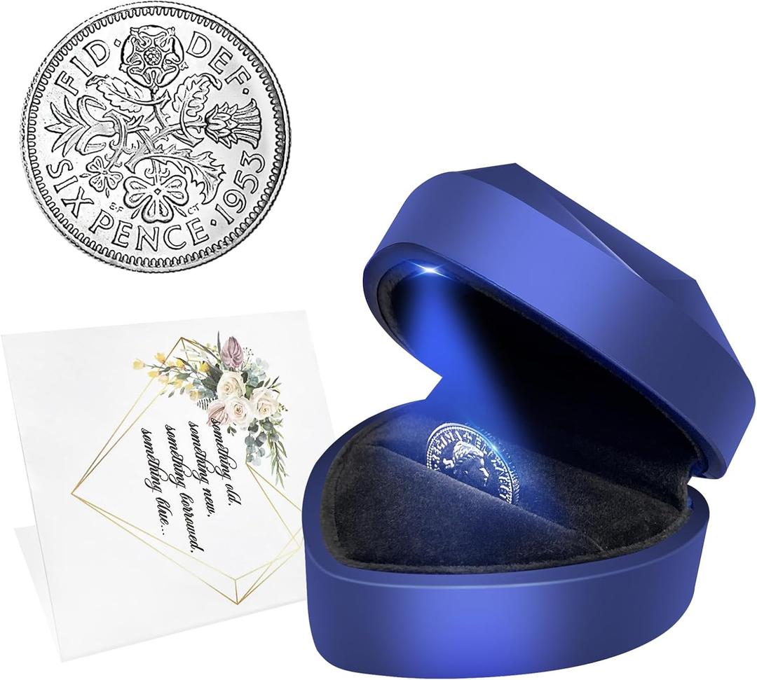 Blue Sixpence Coin Wedding Gift Box for Bride, Mother of The Bride, Wedding Shoe