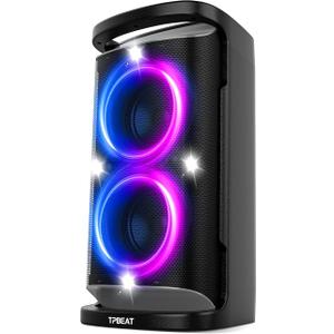 QxbJoy Portable Bluetooth Party Speaker: 160W Peak Powerful Loud Sound Deep Bass Wireless Boombox Large Subwoofer 15 Hours Battery Life Fast Charging with Led Light Show for Outdoor Camping Backyard