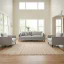 Jute Cotton Area Rug 5x8 ft Large Rectangle Hand Woven Natural Farmhouse Rugs for Living Room, Bedroom, Kitchen, High Traffic Area - Rustic Vintage Bohemian (Natural Offwhite)