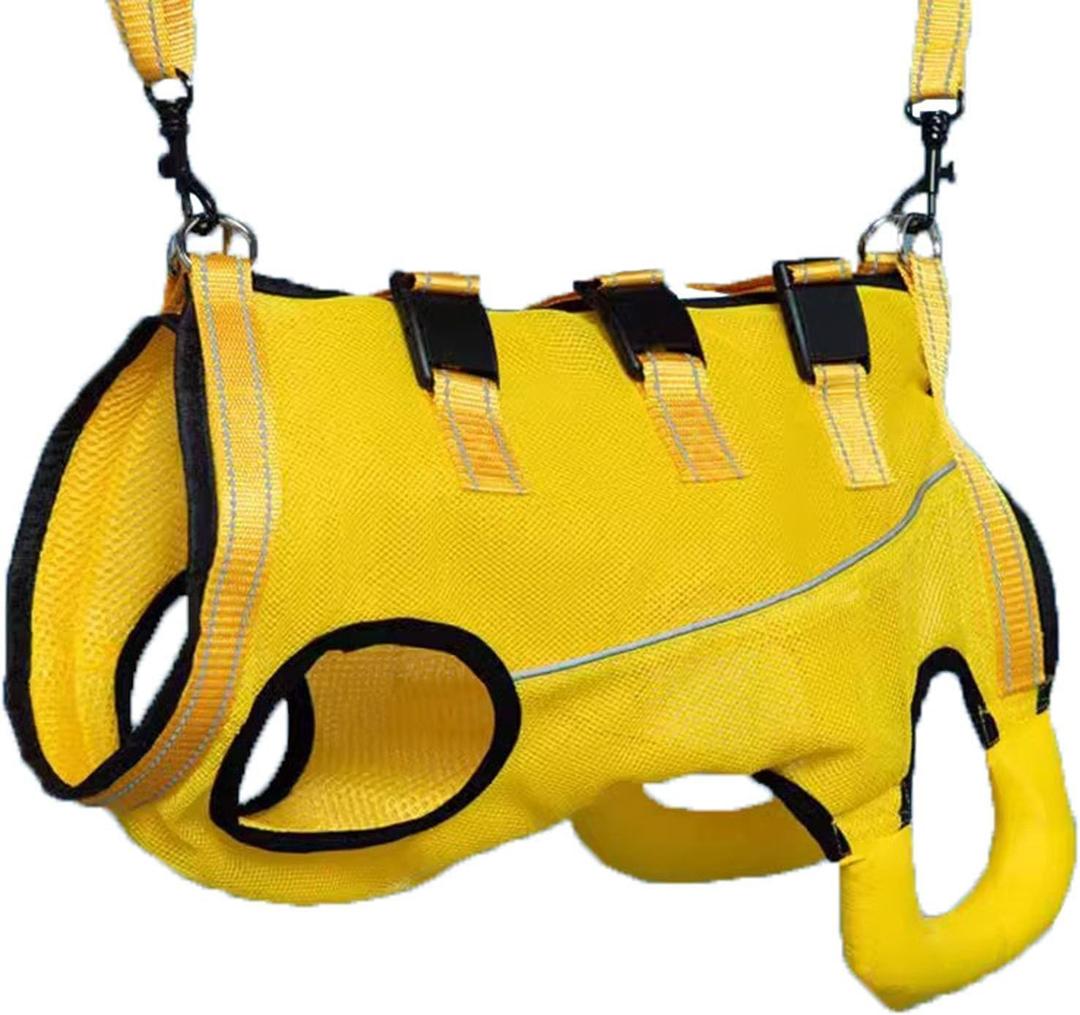 Dog Mobility Harness/Lifter, Full-Body Emergency Dogs Sling for Up and Down Stairs, Summer Washable Lightweight Breathable Pet Walking Assistive Strap(Yellow,M)