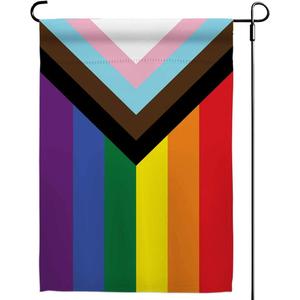 Progress Pride Rainbow Garden Flags - Inclusive Progress Yard Small Flag 12.5x18 Inch for LGBTQ Lesbian Gay Transgender