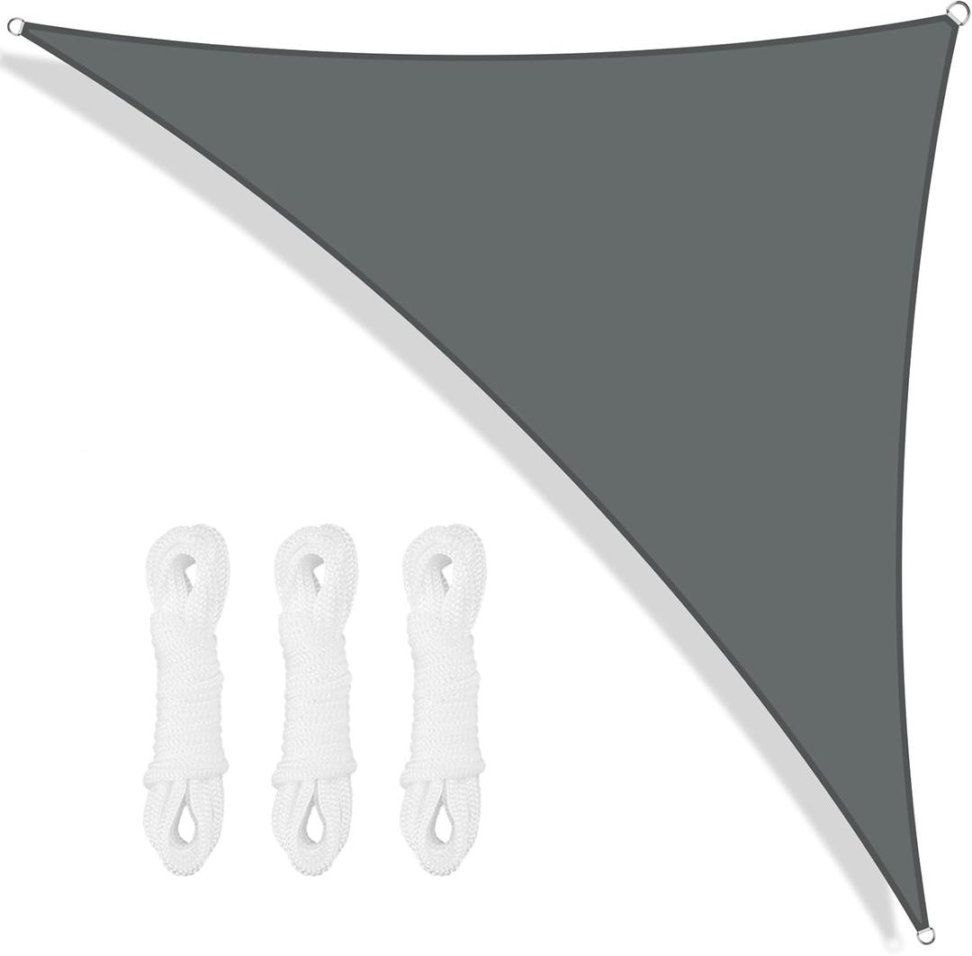 Neween Shade Sail, 10' x 10' x 14' Sun Shade Sail Triangle Waterproof for Patio Yard Deck Pergola Outdoor Sun Sail Shade 98% UV Block Sunshade Gray Color