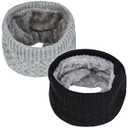 Loritta Neck Warmer Winter Warm Infinity Scarf Double-Layer Thick Fleece Windproof Scarves for Women Men, A1-Black & Gray