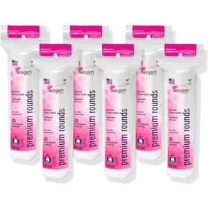 Swisspers Premium Cotton Rounds  100 Count (Pack of 6) - 100% Pure Cotton - Soft, Absorbent, Hypoallergenic Pads for Makeup Removal, Skincare, Baby Care and Facial Cleansing - Lint Free