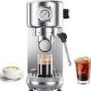 Atatix Espresso Machine, 20 Bar Compact Espresso Coffee Machine with Milk Frother, Stainless Steel Coffee Maker with 44oz Removable Water Tank & Fast Heat System for Cappuccino, Latte