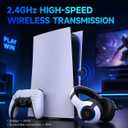 syndesmos Wireless PS5 Headset, 2.4GHz Gaming Headset for PS5, PC, Switch, Bluetooth 5.3 Headphones with Noise Canceling Mic, 7.1 Surround Sound, Low-Latency, 45H Battery, White
