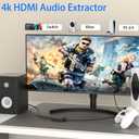 HDMI Audio Extractor Splitter,HDMI to 3.5mm Audio Adapter, 4K*2K@30HZ, 3D, 1080P Compatible for TV, PC, Sound System, Xbox, Switch, PS3, PS4, PS5