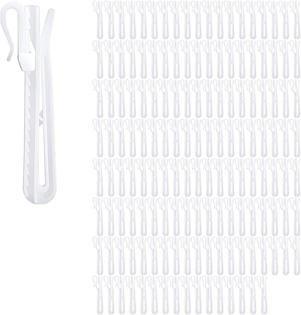150 PCS Plastic Curtain Hooks, Adjustable Pinch Pleat Hooks Ratchet System Pinch Pleat Curtain Hook White Curtains Hook for Drapes Curtains Pleats Clips for Window Door Bathroom