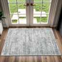 2x3 Washable Rugs for Kitchen, Floor, Entryway, Powder Room Small Area Rug Non-Slip Vintage Low Pile Throw Door Mat Grey