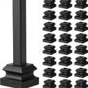 Funrous 24 Pcs Iron Baluster Shoes Stair Flat Shoe with Screw for 1/2 Inch Square Scroll Basket Twist Knuckle Staircase Balusters Metal Spindle Railing, Satin Black
