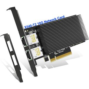 10Gb Dual LAN Base-T PCI-e Network Card, Intel X540 Controller, NICGIGA 10Gbps Ethernet Adapter, 2 * 10Gbe RJ45 Port, 10G NIC Card, Support Windows/Windows Server/Linux/Vmware/ESX