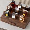 Cologne Organizer for Men, Solid Walnut Wood Cologne Stand, Cologne Shelf Display Holder3 Tier -Light Walnut
