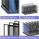File Organizer for Desk, 7-Section Vertical File Sorter, Paper Holder Organizer Standing Metal File Folder for Office Home Classroom, Black