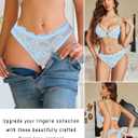 Avidlove Lace Panties for Women Bow Back Low Rise Hipster Underwear | Soft floral lace underwear, scalloped trim, flexible waistband, lightweight stretch, romantic gift, date night outfits (Blue)
