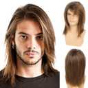 Baruisi Mens Wig Brown Long Straight Synthetic Cosplay Halloween Hair Wigs for Fancy Dress