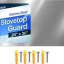 24" x 36" Reversible Metal Backsplash Matching screws | Compatible with Broan-NuTone SP3004 - Ultra Flat and Flushed Metal Panel Splatter Guard for Stovetop Easy Installation