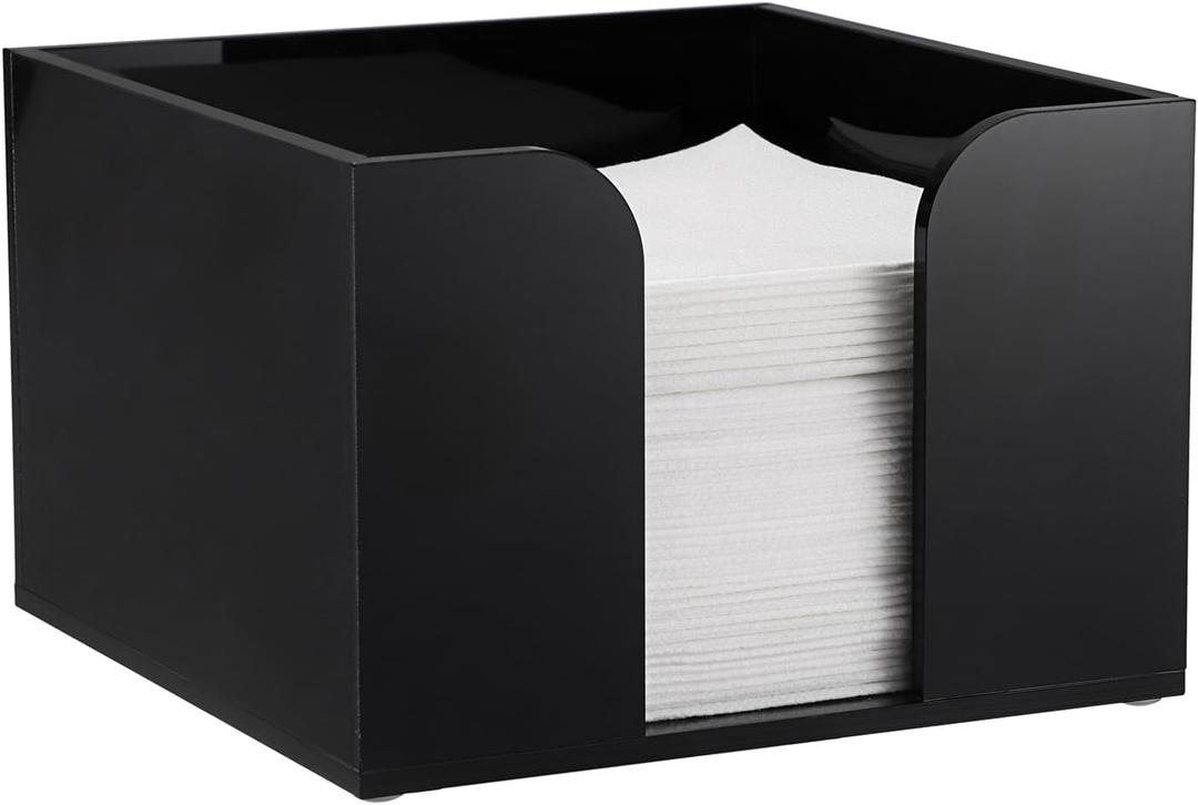 Sumnacon Square Acrylic Napkin Holder - Stylish Black Cocktail Napkin Holders for Table Countertop Kitchen, Decorative Napkin Dispenser Tray for Wedding Party Restaurant Office Hotel, 4 Inch Height