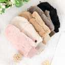 6 Pairs Fur Flip Mittens Women for Winter Warm Soft Half Finger Fingerless Convertible Fuzzy Gloves (Multicolor)