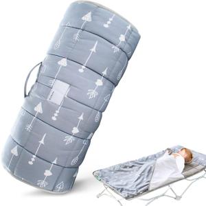 Nap Mat with Blanket for Regalo My Cot/Joovy Travel Cot, Super Soft & Skin Friendly, Perfect Kids Sleeping Mats/Sleeping Bag for Preschool Daycare Boys and Girls, Grey