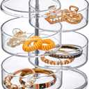 Amazing Abby - Inspire - 4-Tier Acrylic Hair Accessories Organizer with Lid, Plastic Jewelry Holder, Rotating Makeup Accessories Container, Beauty Supply Storage, Clear, Round (4.5" Dia.)