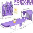 Backpack Beach Tanning Chair with Canopy and Face Hole, 6-Position Folding Lay Out Lounge Chair, UPF 50+ Wind-Resistant Sun Shade, Portable Recliner for Sunbathing, Outside, Poolside, Lawn, Patented