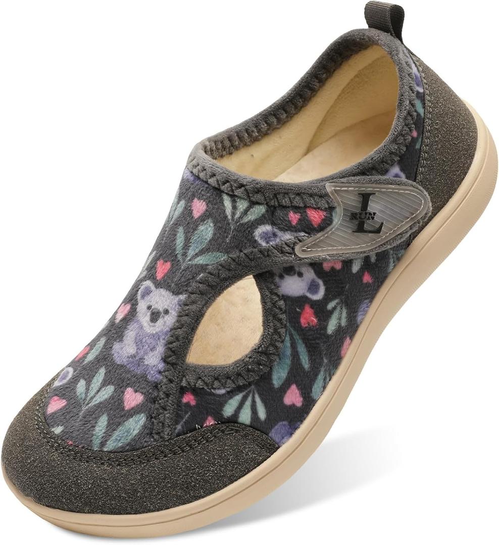 L-RUN Womens Slippers Wide Toe Box Barefoot Diabetic Shoes Women Ladies Winter House Shoes for Indoor and Outdoor