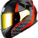 HAX Amatista Modular Flip-Up Dual Visor Motorcycle Helmet - DOT/ECE Approved, Lightweight, Comfortable, and Stylish Helmet for Men and Women (Wind Red XXL) (Black)