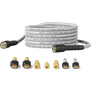 Giraffe Tools Pressure Washer Hose 25FT X 1/4", 3200 PSI Pressure Washing Hose, Kink Resistant, Heavy Duty Power Washer Hose, M22 to 3/8" Quick Connect Couplers for Replacement, 7 Accessories