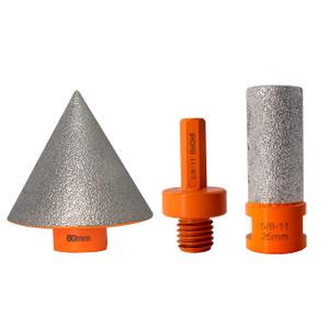 3Pcs 2" Diamond Beveling Chamfer Bits Tile Cone with 5/8-11 Thread Adapter 1" Diamond Finger Milling Bits for Existing Holes Enlarging Trimming in Tile Marble Porcelain Granite Ceramic (Orange)