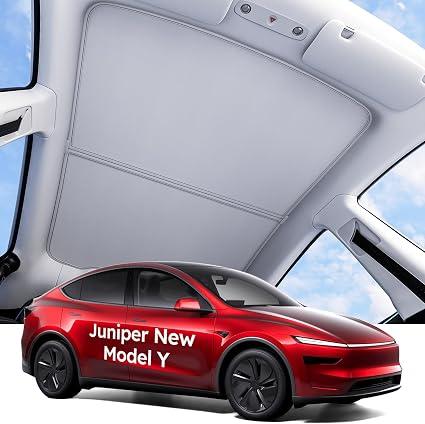 for Tesla Model Y Juniper Accessories Sunshade Roof, Interior Gray | For Model Y Juniper 2025~2026, Never Sag, Nano Ice-Crystal Coatings, Heat Insulation Glass Roof Sun Shade