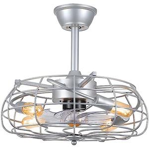 Asyko Outdoor Caged Ceiling Fans with Lights - Bladeless Low Profile Ceiling Fan Light with Remote, 19" Enclosed Ceiling Fan for Covered Outdoor