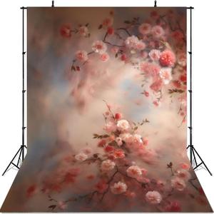 Mocsicka Abstract Floral Backdrop for Photography Retro Spring Watercolor Painting Floral Background Newborn Baby Shower Princess Girls Portrait Decoration Backdrop (7x5ft, Pink)