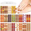 YECIRALA 20 Sheets Maple Leaf Fall Nail Wraps Stickers Self-Adhesive Fall Nail Art Stickers Decals Thanksgiving Nail Strips Polish Stickers for Women Girls Nail Design Stickers DIY Decoration