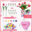 Valentine's Day Decorations-15 Artificial Tulips with 240 Conversation Hearts Vase Filler Set, Sweet Floral Arrangement Valentines Decor for Home, Mantel Wedding Anniversary Party (Red)