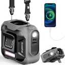 SWEETFULL Portable Waist fan, 10000mAh Personal Fan Rechargeable with Belt, 15500RPM Clip on Fan with LED SOS & Flashlight, 3 Speeds Battery operated 24H RunTime for Jobsite Outdoor Travel (Grey)