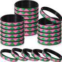 2 x Wettarn 24 Pcs Sorority Gifts for Women Bracelets Silicone Wristbands Friendship Bracelets Pink and Green Bracelet Jewelry Sisterhood Gift