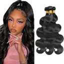 Body Wave Bundles Human Hair Human Hair Bundles 18 20 22 Inch Unprocessed Virgin Double Weft 1b Bundle Hair Extensions Natural Black Color