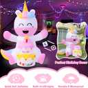 OurWarm 6FT Inflatable Unicorn Birthday Cake, Happy Birthday Inflatable Unicorn with Cake and Candle, Cute Outdoor Birthday Decorations with Built-In LED Lights and Blower for Home Yard Birthday Decor